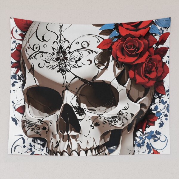 Item preview, Skull and roses - vector art designed and sold by UmagineArts.
