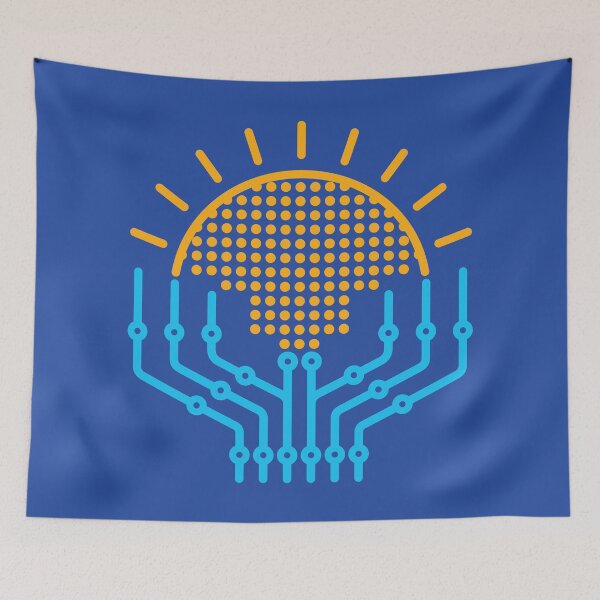 Item preview, Solar Energy Rising Sun Digital Electric Circuit Prospering Hands  designed and sold by Wiggly Lines.