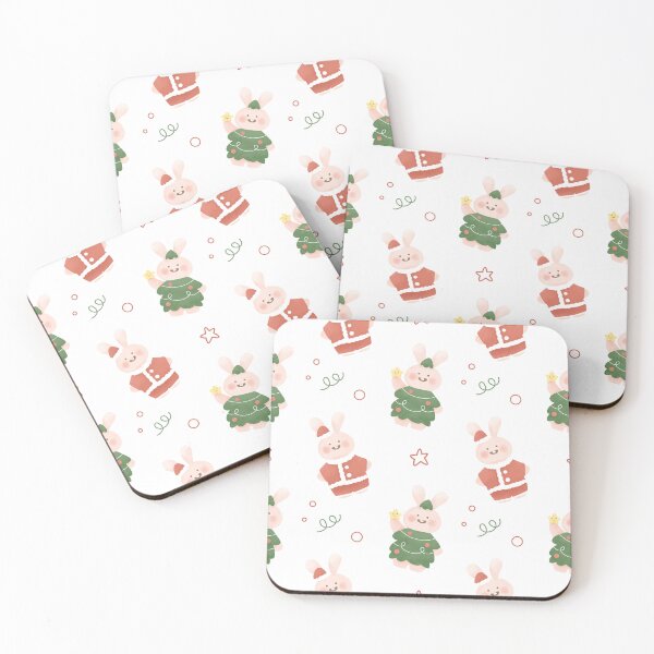 Item preview, Kawaii Cute Christmas tree bunny rabbit Santa  pattern designed and sold by TNwandesignart.