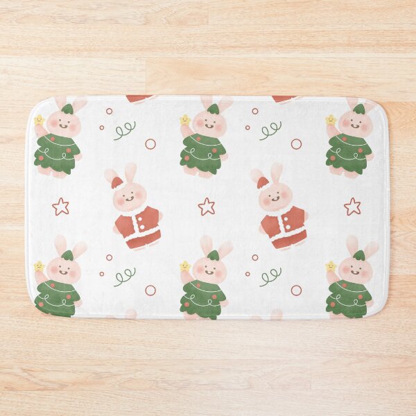 Item preview, Kawaii Cute Christmas tree bunny rabbit Santa  pattern designed and sold by TNwandesignart.