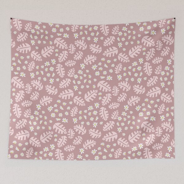 Item preview, Pink monstera and white daisies designed and sold by Ingrid Poole.