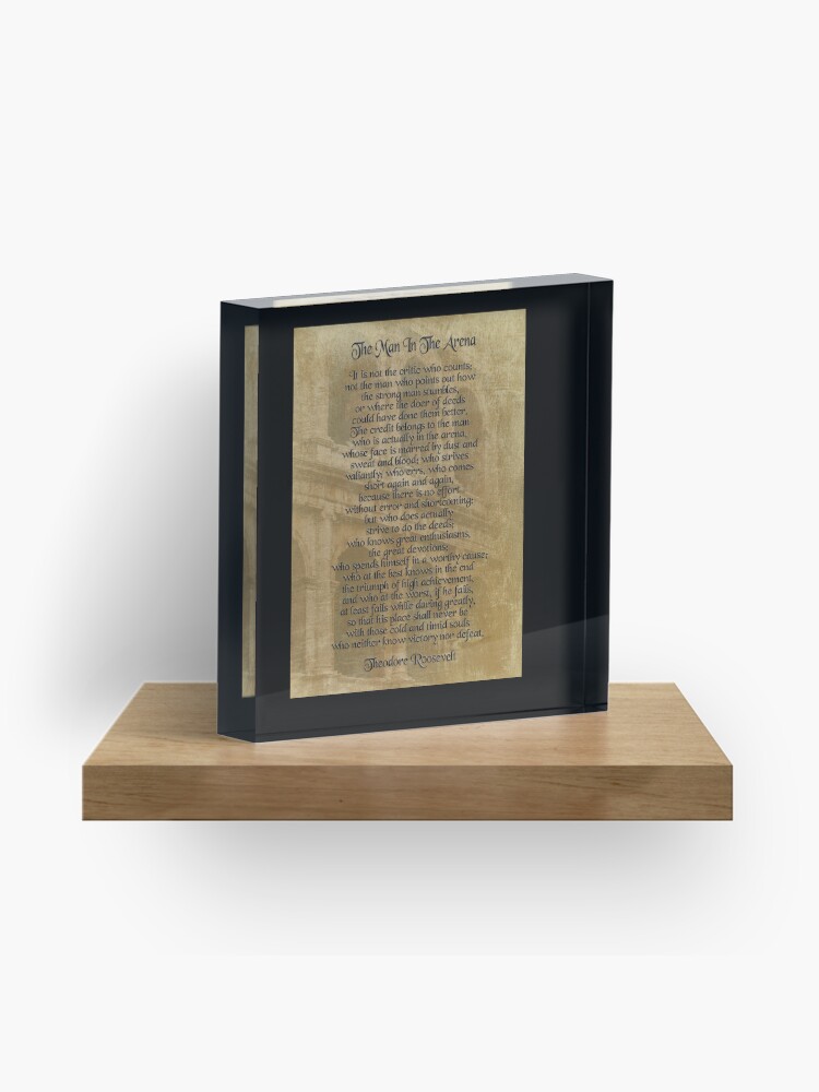 Thumbnail 1 of 5, Acrylic Block, "The man in the arena" Theodore Roosevelt designed and sold by Irisangel.