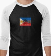 Old Vintage Acoustic Guitar with Filipino Flag Men's Baseball ¾ T-Shirt