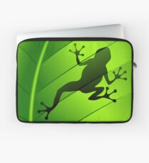 Frog Shape on Green Leaf Laptop Sleeve
