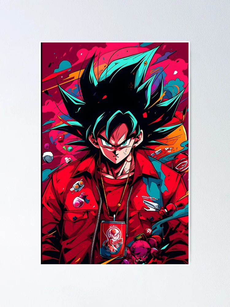 Vegeta Super Saiyan God Red / Blue Mash Up Poster, DBZ