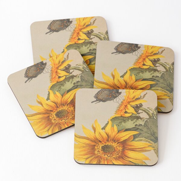 Artikelvorschau, Vintage Sonnenblumen und Schmetterling entworfen und verkauft von tomorrowsart.