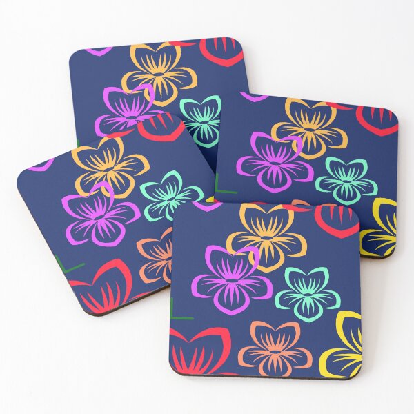 Item preview, Colorful flowers with dark blue background  designed and sold by Chirayu1111.