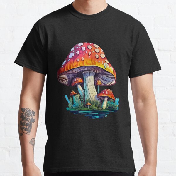 Psychedelic Mushrooms Organic T-Shirt - Unisex - Psychedelic Mushrooms T-Shirt | Mushroom Tee | Soul Flower