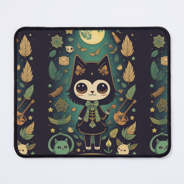 Item preview, Kawaii Chibi Black Cat Witch Halloween Illustration Witchcraft Familiar Pagan Owl designed and sold by CoffeeIsATrip.