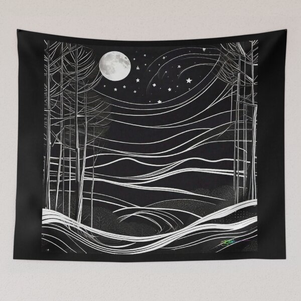 Artikelvorschau, Halloween-Mond-Sternenhimmel-Landschaft 82 entworfen und verkauft von Benito Del Ray.