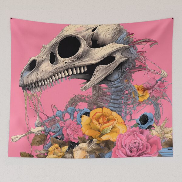 Item preview, "Skull Symphony in Pink and Abstraction" designed and sold by Art-Vortex-fr.