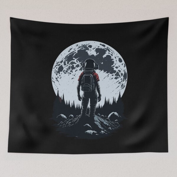 Item preview, Female Astronaut Contemplating Big Moon in Space designed and sold by wingstar.