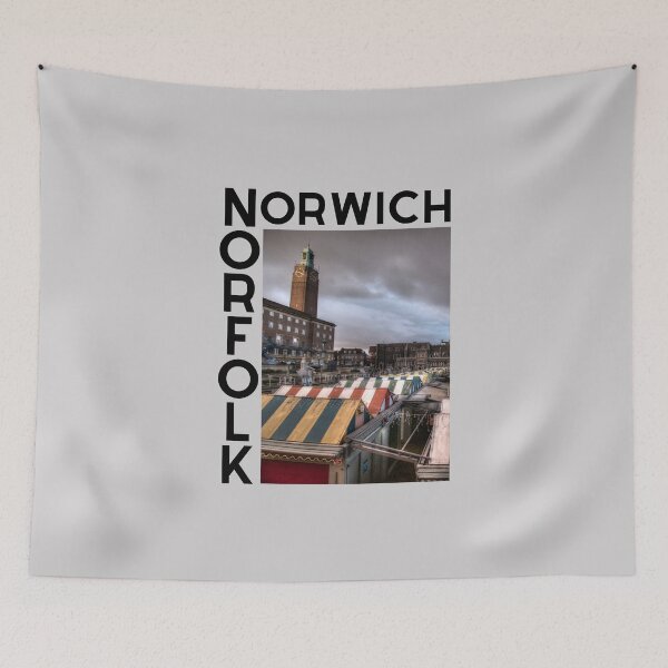 Item preview, Norwich Norfolk - Art print of Norwich Market and City Hall designed and sold by MyriadNorfolk.
