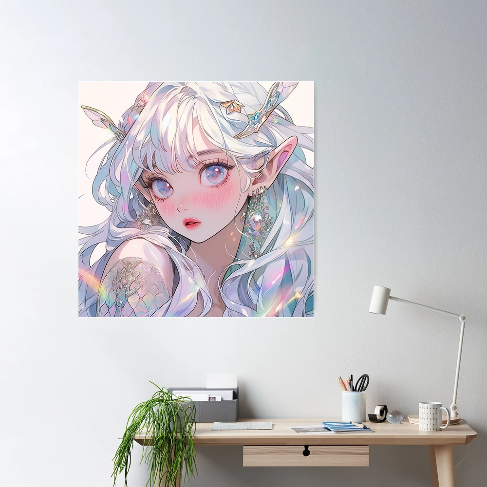 Pretty Pastel Blue Elf Anime Girl