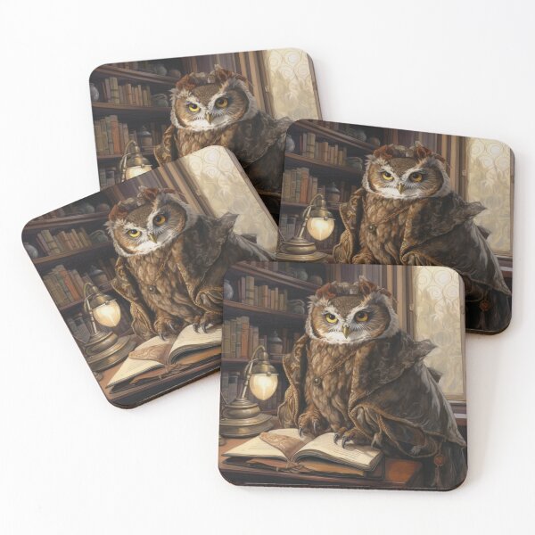 Item preview, Victorian Owl Reading In A Library Reading A Leather Bound Book Victorian Inspired Art  designed and sold by CDC40.