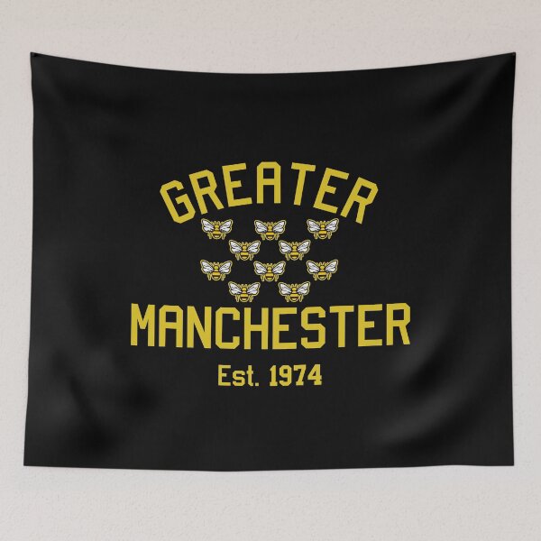 Item preview, Greater Manchester (10 bees) established 1974 sports varsity logo designed and sold by jimmy-digital.