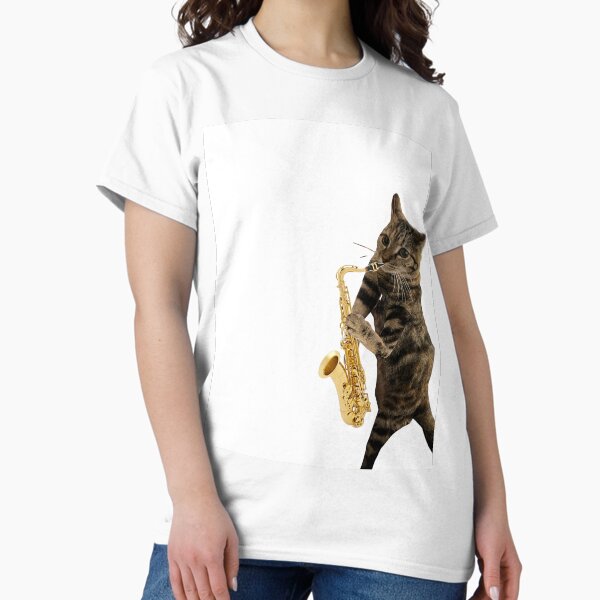 Vista previa del artículo con la obra «Gatito saxofón tenor», diseñado y vendido por tsarada.