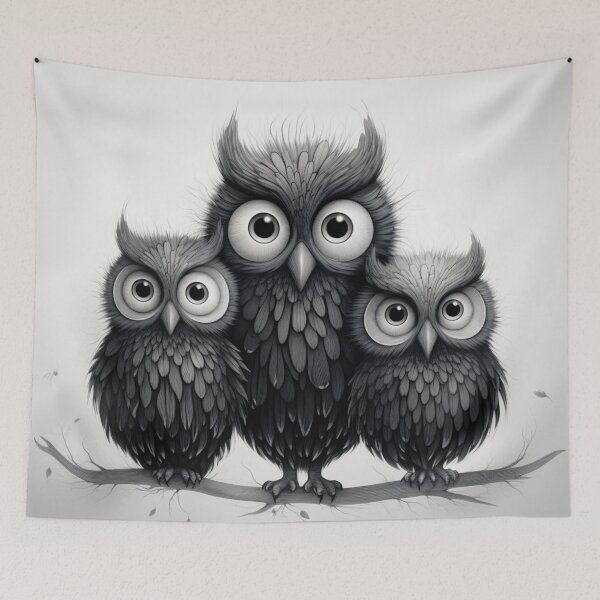 Item preview, 3 cute curious owls looking at you designed and sold by bigmoments.