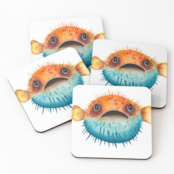 Item preview, Cute and colorful Watercolor Pufferfish designed and sold by emilymustsell.