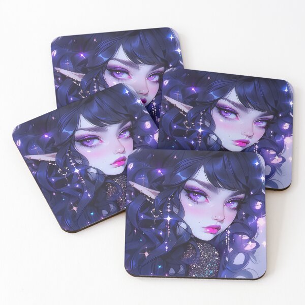Item preview, Beautiful Dark Purple Elf Anime Girl designed and sold by bubblegoth.