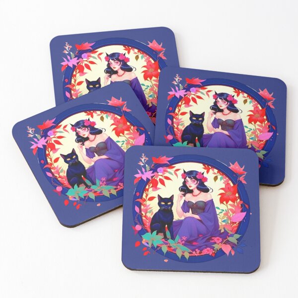 Item preview, Fantastically beautiful witch girl with a black cat. designed and sold by Natalia-Vlad.