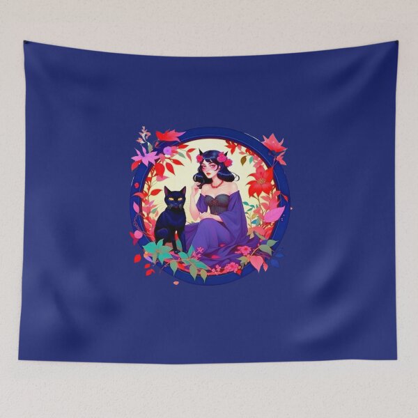 Item preview, Fantastically beautiful witch girl with a black cat. designed and sold by Natalia-Vlad.