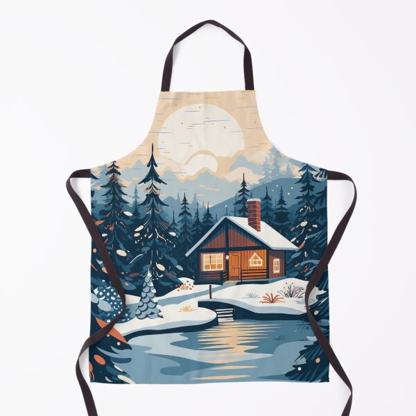 Item preview, wood house nestled among snow-covered trees designed and sold by MOA-trends.