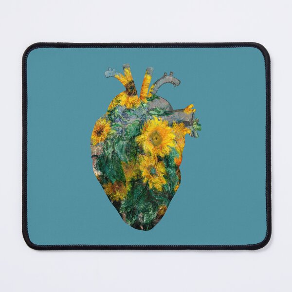 Item preview, Heart in Full Bloom: Monets Sunflowers, anatomy heart illustration designed and sold by EmeraldeaArt.