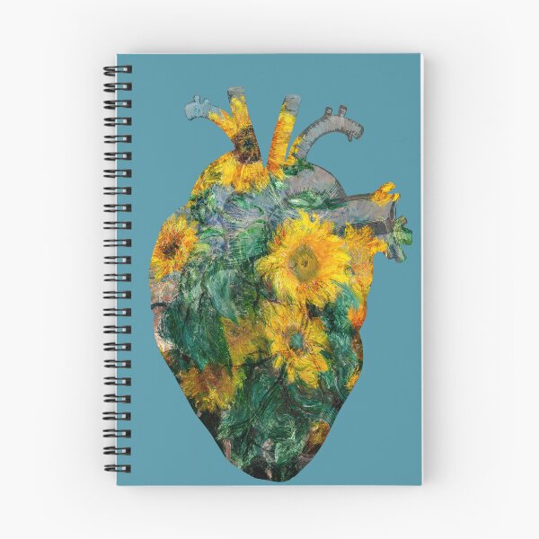 Item preview, Heart in Full Bloom: Monets Sunflowers, anatomy heart illustration designed and sold by EmeraldeaArt.