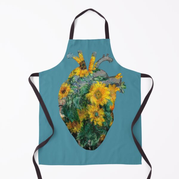 Item preview, Heart in Full Bloom: Monets Sunflowers, anatomy heart illustration designed and sold by EmeraldeaArt.