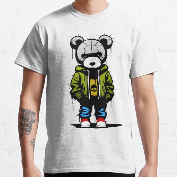 Gangster Teddy Bear King Money Bag Rich Savage Hip Hop Rap Rapper Cartoon  T-Shirt