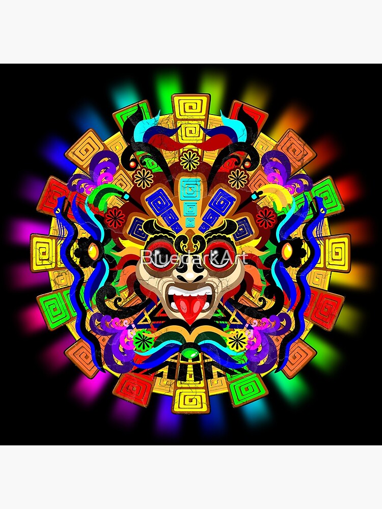 Aztekische Krieger Masken Regenbogen Farben Stofftasche Von Bluedarkart Redbubble