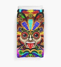 Aztec Warrior Mask Rainbow Colors Duvet Cover