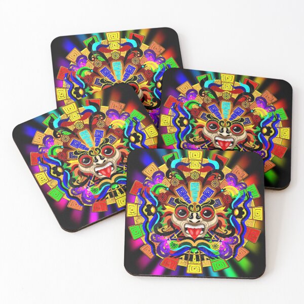 Item preview, Aztec Warrior Mask Rainbow Colors designed and sold by BluedarkArt.