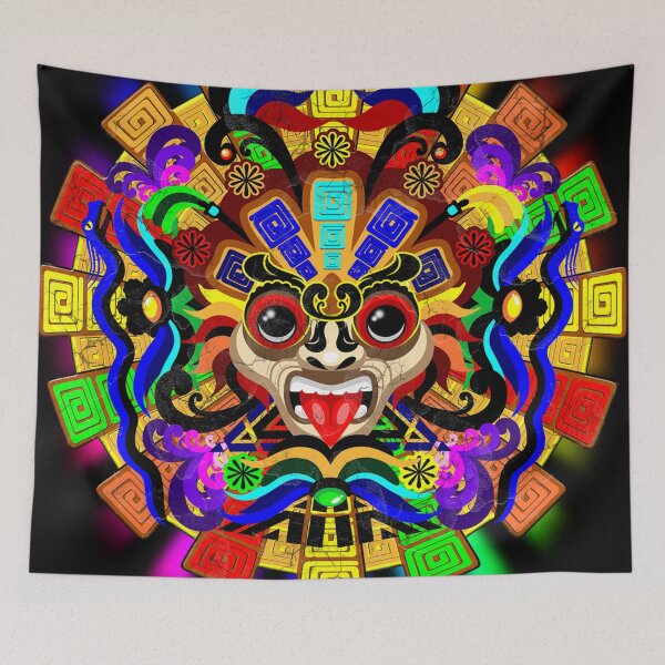Item preview, Aztec Warrior Mask Rainbow Colors designed and sold by BluedarkArt.