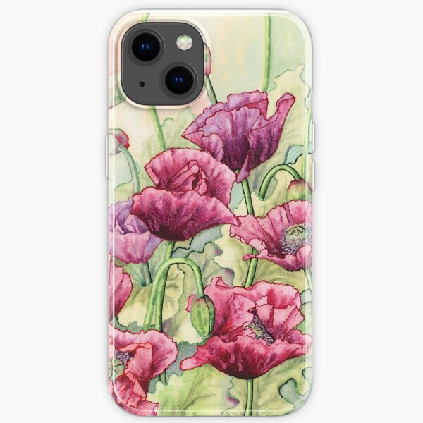 Poppies (watercolour and mixed media on paper) iPhone Soft Case