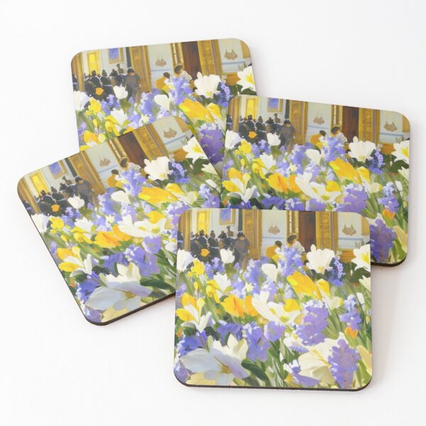 Item preview, Stylized vintage scene with spring flowers and people  designed and sold by krispald.