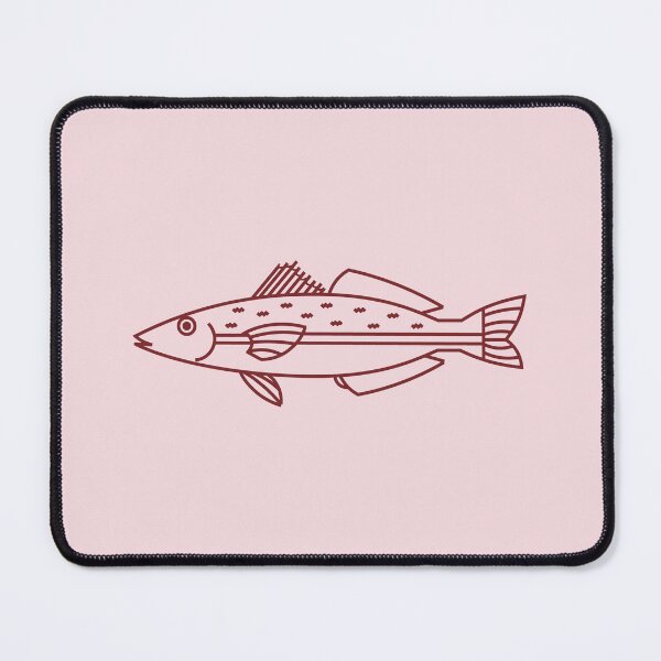 Item preview, Kawaii Eastern School Whiting Fish in Maroon on Soft Pink designed and sold by fruttidimare.