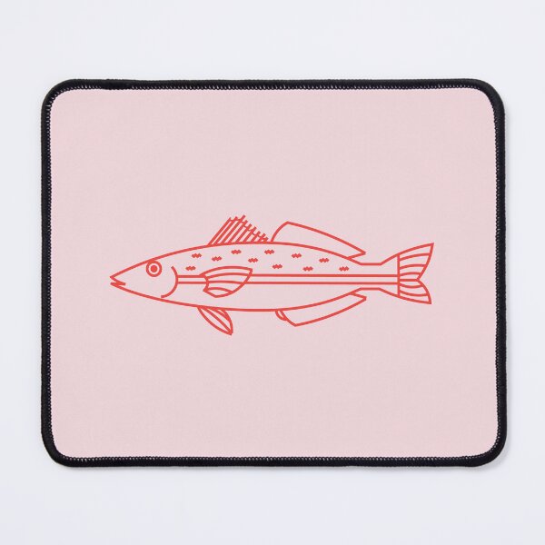Item preview, Kawaii Eastern School Whiting Fish in Red on Soft Pink designed and sold by fruttidimare.