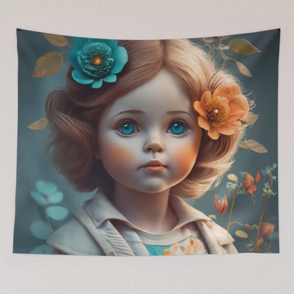Item preview, Α porcelain doll with flowers designed and sold by Lefteris Betsis.