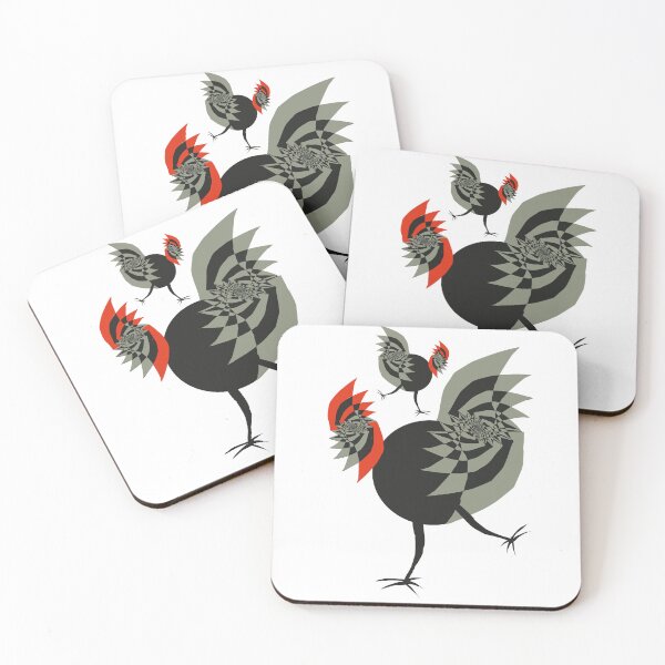 Item preview, Two gray roosters with red combs designed and sold by Yatoff.