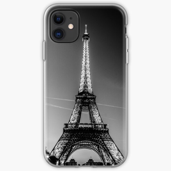 Eiffel Tower and sunset (Black and White) iPhone Soft Case