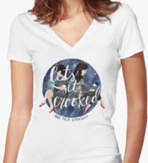 Let's Sit Crooked and Talk Straight Women's Fitted V-Neck T-Shirt