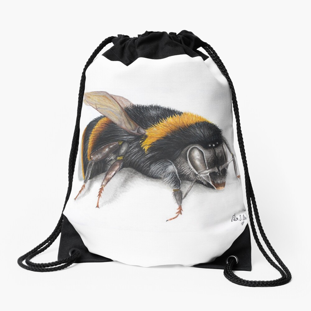 Bumble bee ink drawing Drawstring Bag