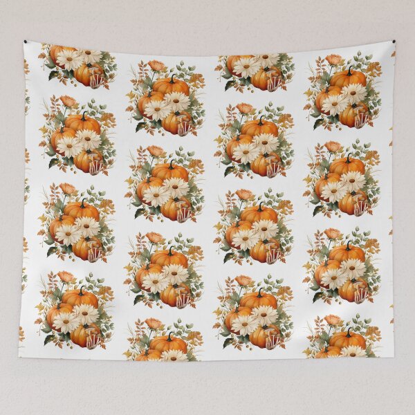 Item preview,  Pumpkins, Autumn Flowers and Leaves designed and sold by silviaol.