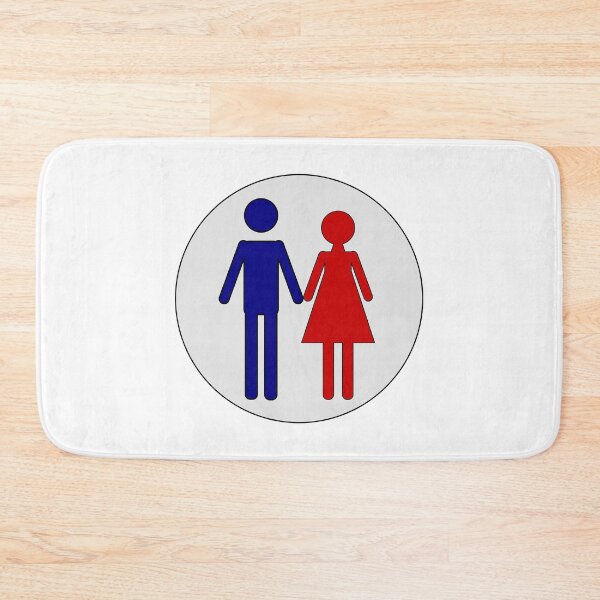 Item preview, Man and Woman, Blue and Red Stencils, on Light Grey Circle with Black Trim designed and sold by AASparksDesigns.