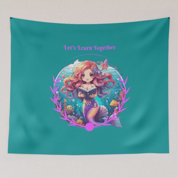 Item preview, Cute Pink Reading Mermaid designed and sold by SirenasWorld.