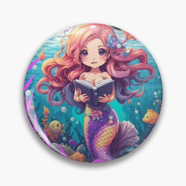 Item preview, Cute Pink Reading Mermaid designed and sold by SirenasWorld.