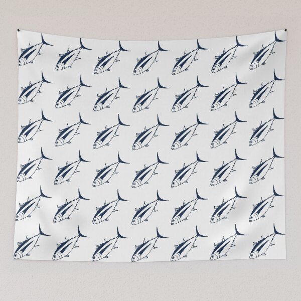 Item preview, Cute Albacore Fish in Marine Blue and White designed and sold by fruttidimare.