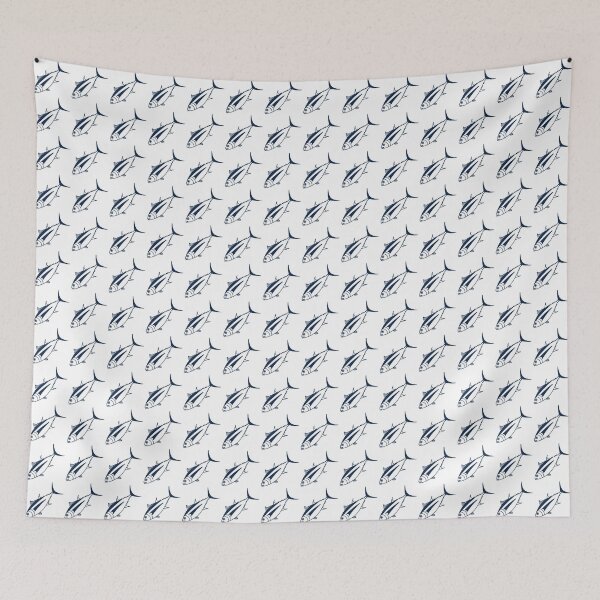 Item preview, Cute Albacore Fish in Marine Blue and White designed and sold by fruttidimare.